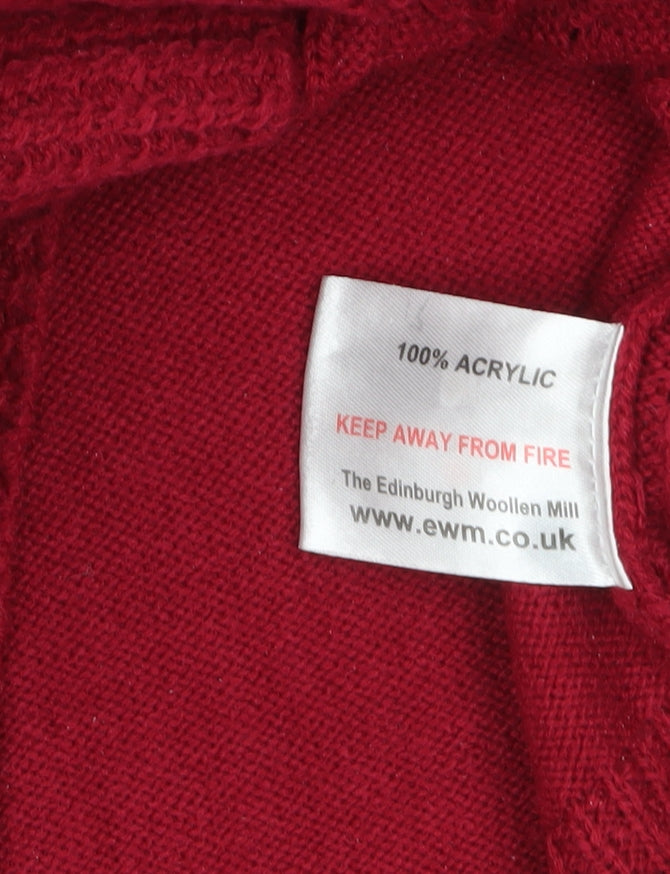 Isle Women Red Cable-Knit Acrylic Jumper Size S 10-12
