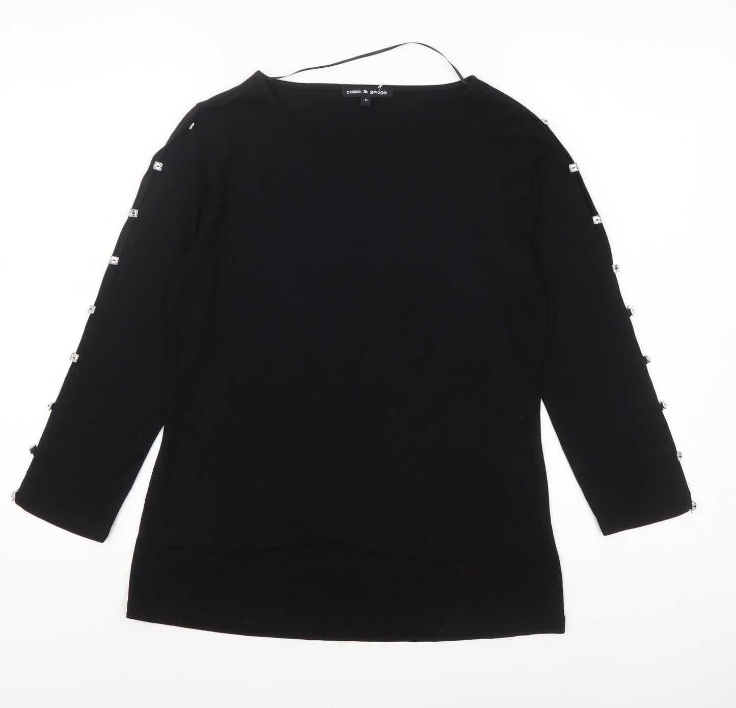 Cable & Gauge Women’s Black 3/4 Sleeve Stretch Jersey Top Size M