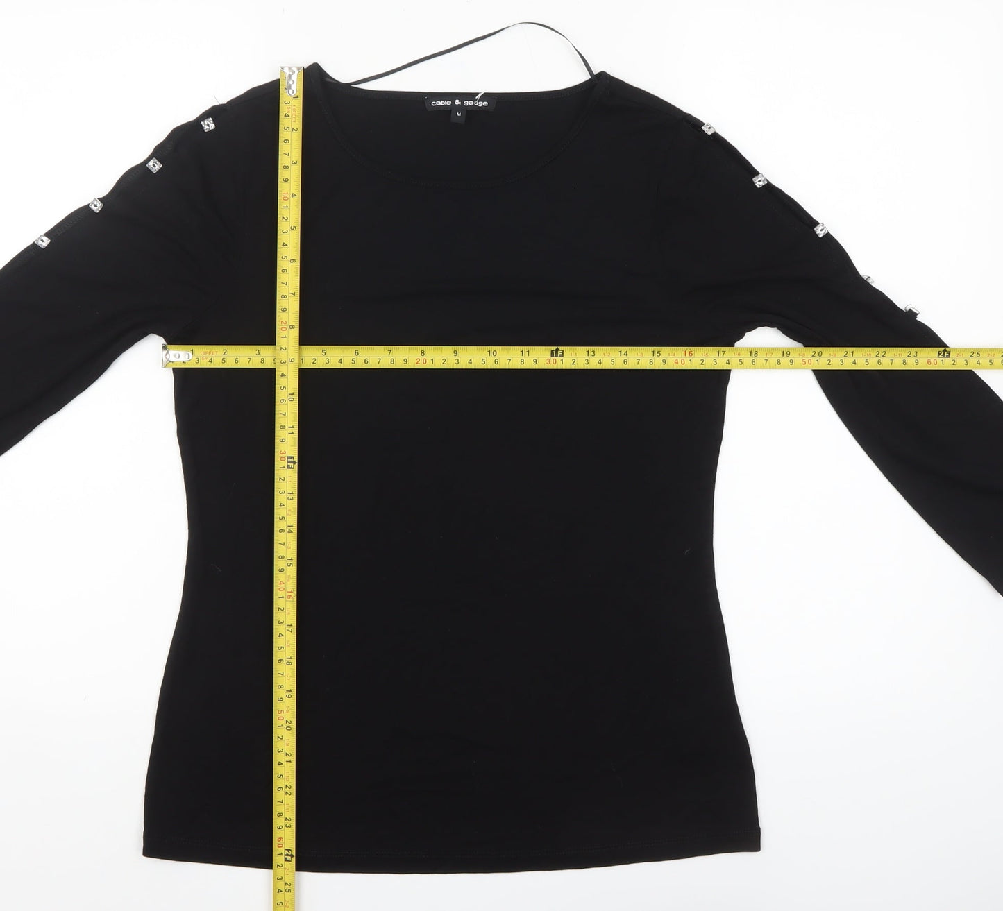 Cable & Gauge Women’s Black 3/4 Sleeve Stretch Jersey Top Size M