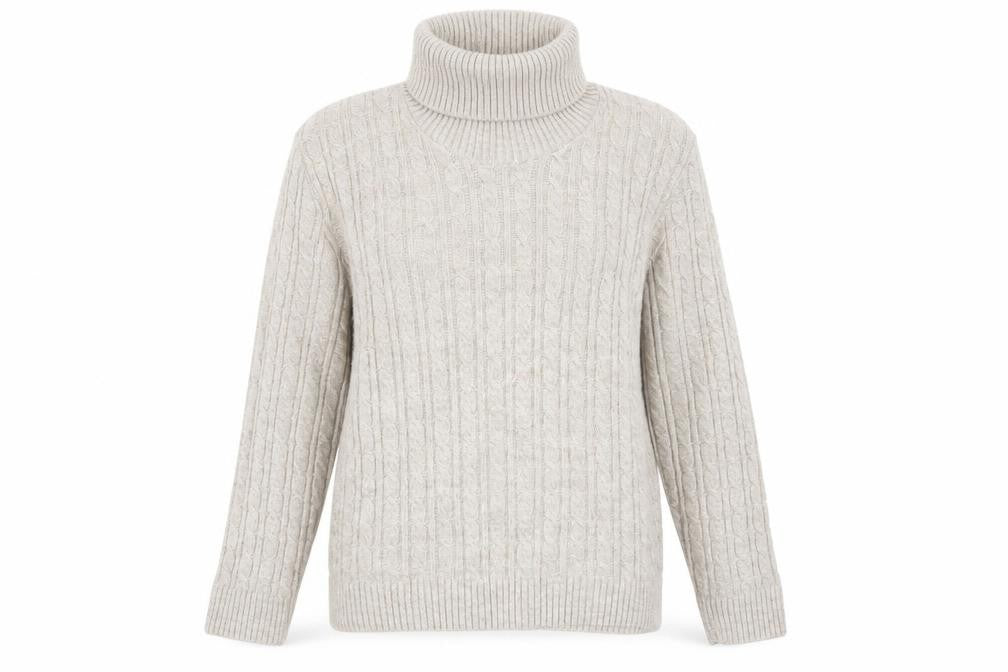 Sugar Crisp Womens Beige Roll Neck Cable-Knit Jumper L