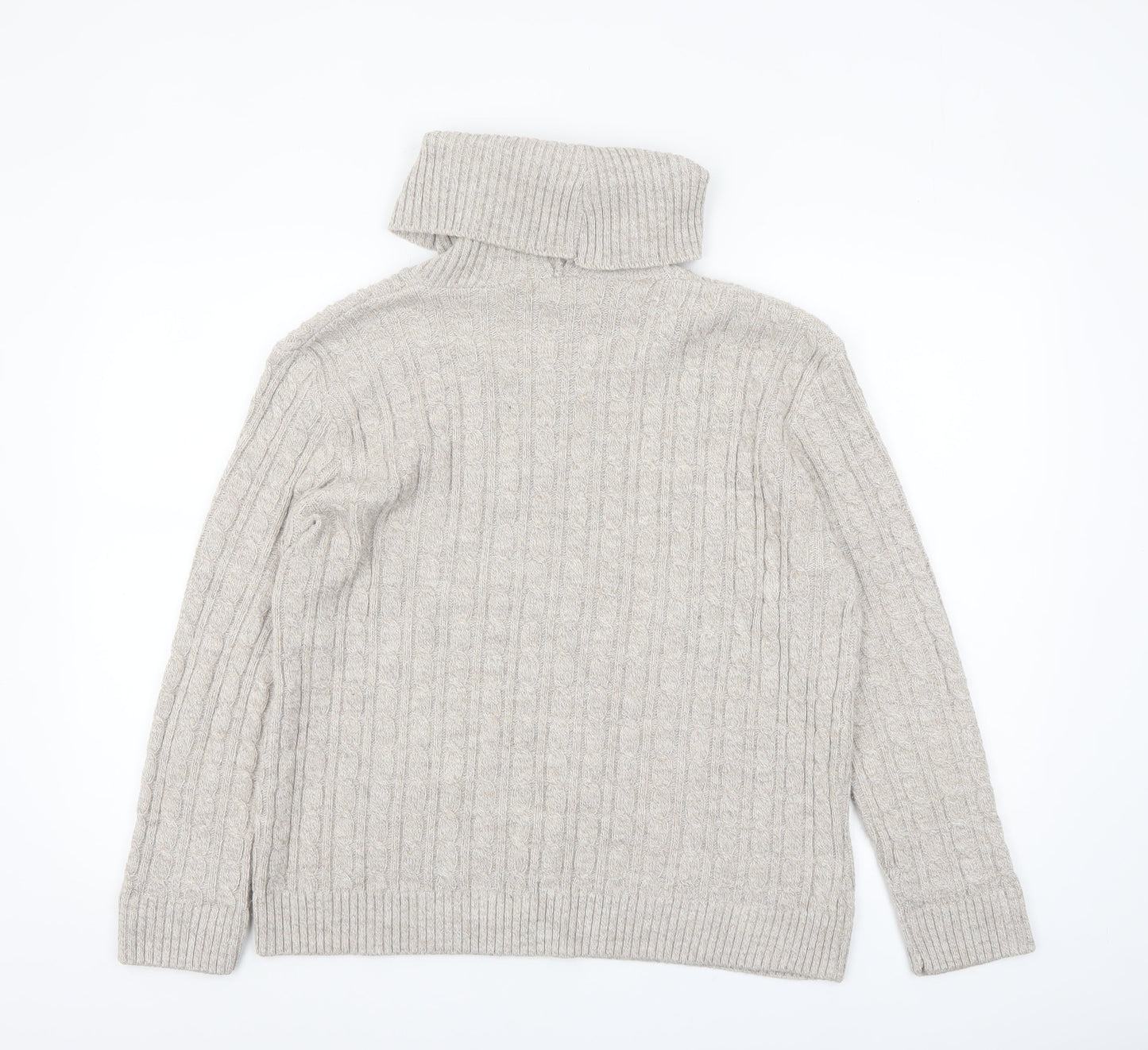 Sugar Crisp Womens Beige Roll Neck Cable-Knit Jumper L