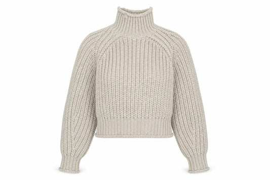 H&M Women Beige Chunky Roll Neck Jumper XS Relaxed Fit Knit