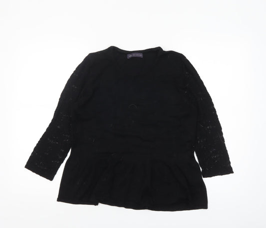 Marks and Spencer Womens Black UK 14 Peplum Lace Sleeve Jumper
