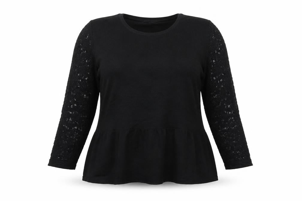 Marks & Spencer Womens Black UK 14 Peplum Lace Sleeve Jumper