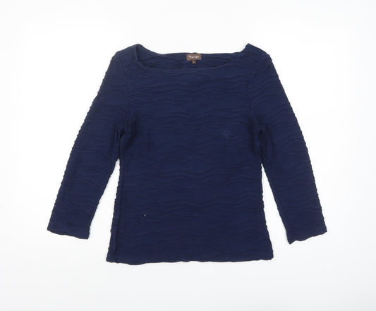 Phase Eight Women Navy Blue Long Sleeve Textured Tunic Top Size 8