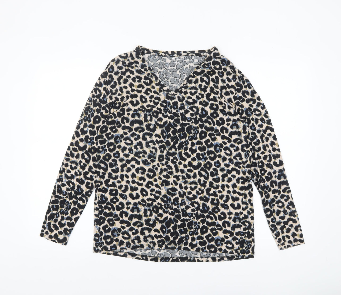 Tu Women's Multicoloured Leopard Print Viscose Long Sleeve Top Size 10