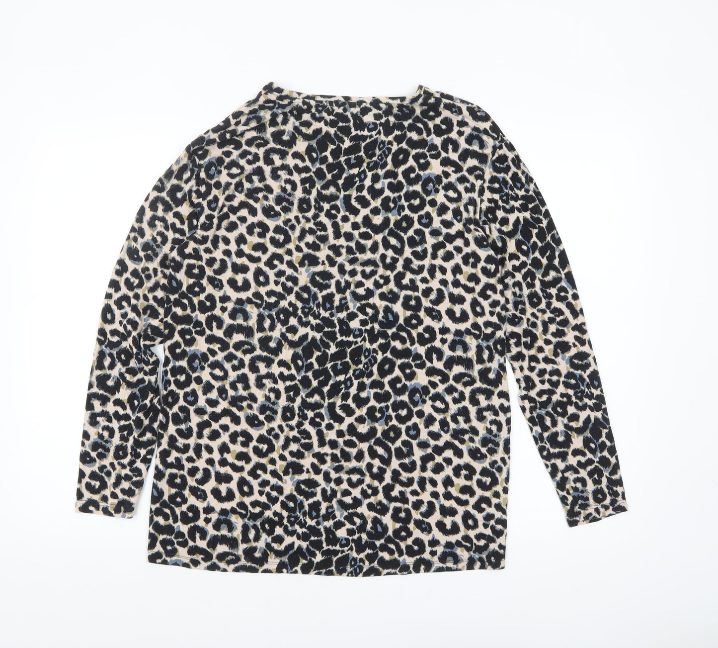 Tu Women's Multicoloured Leopard Print Viscose Long Sleeve Top Size 10
