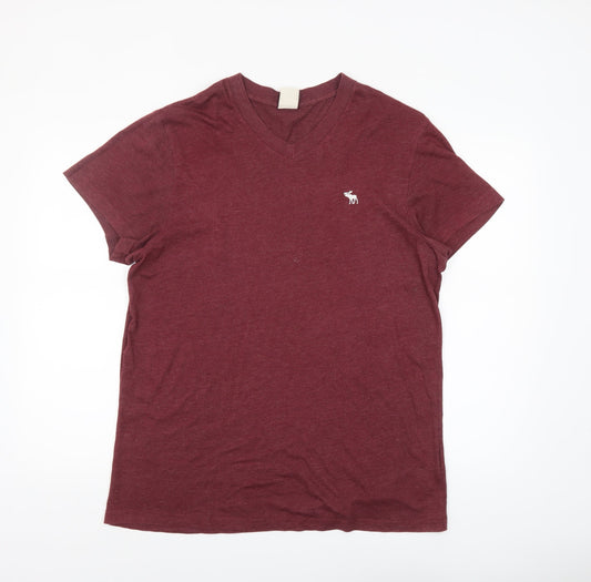 Abercrombie & Fitch Men's Red XL V-Neck Short Sleeve T-Shirt