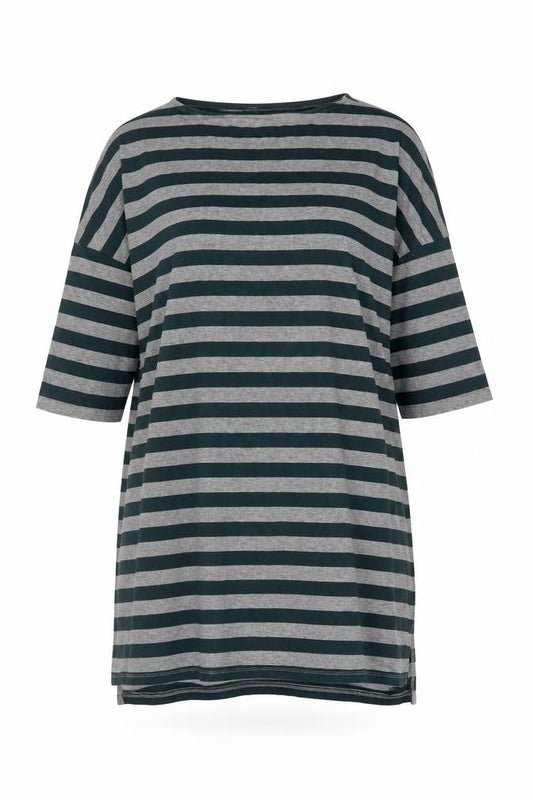 Next Women's Grey Striped 3/4 Sleeve Tunic T-Shirt Size 10