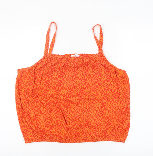 Papaya Womens Orange Cotton Geometric Camisole Tank Top Size 18