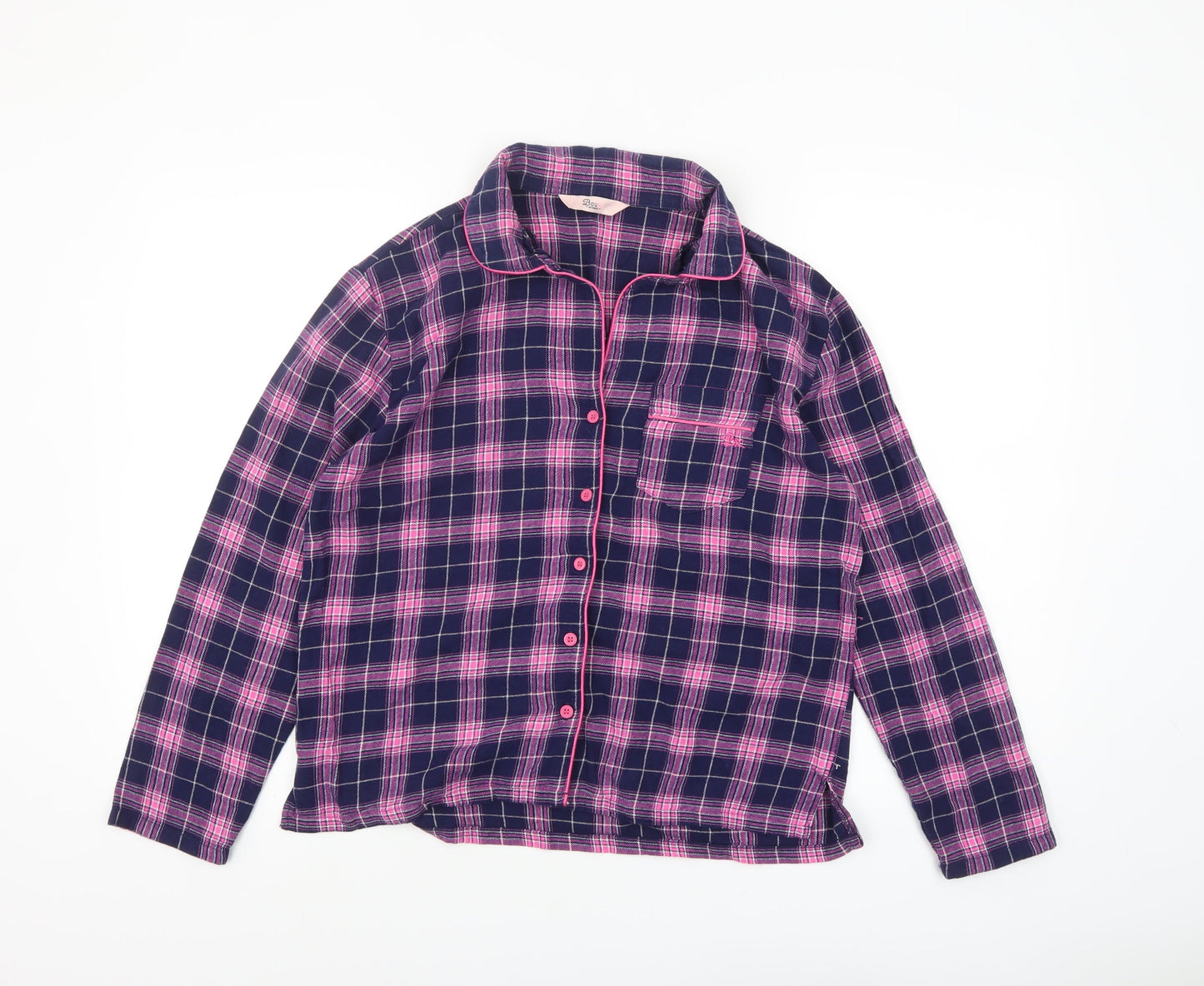 Boux Avenue Women's Pink Check Flannel Pyjama Top UK 10