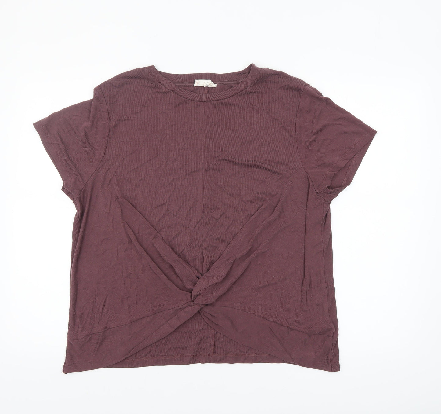 Next Women Brown Modal Blend Knot Front Short Sleeve T-Shirt Size 20