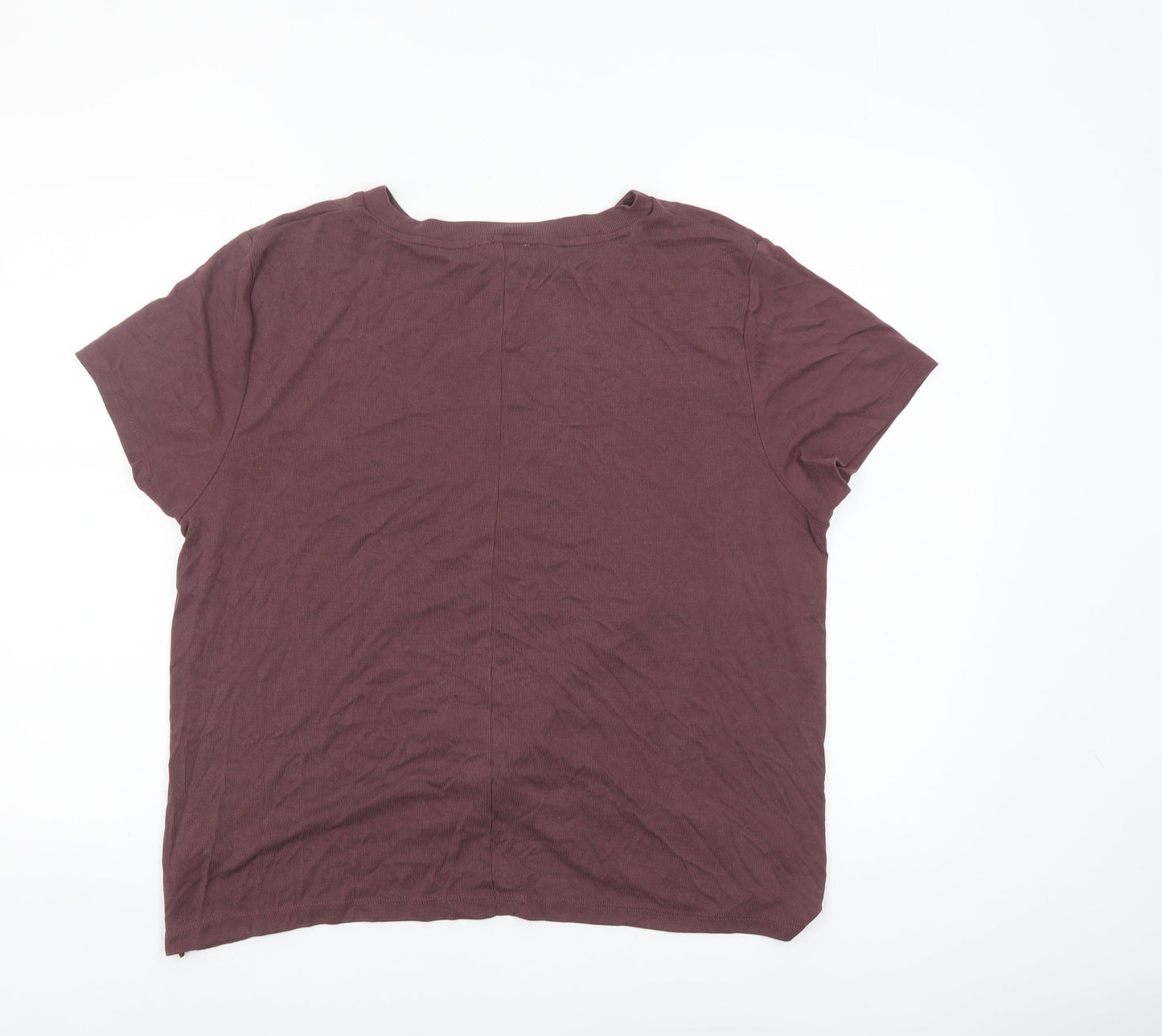 Next Women Brown Modal Blend Knot Front Short Sleeve T-Shirt Size 20