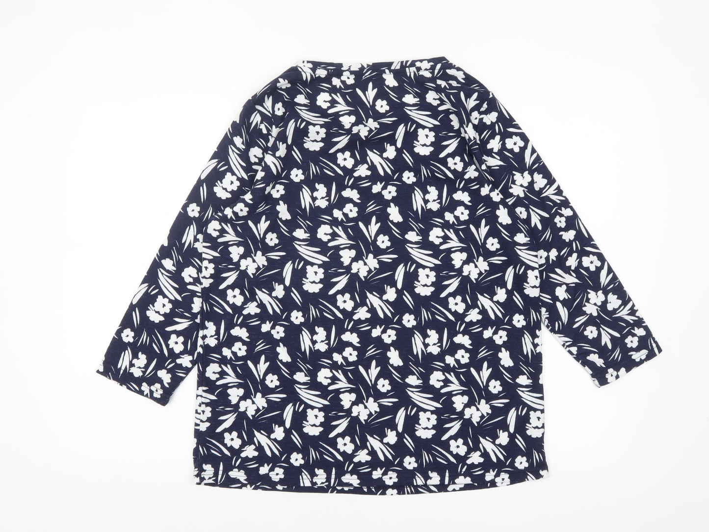 Bonmarché Women's Navy Floral Jersey 3/4 Sleeve Top Size 12