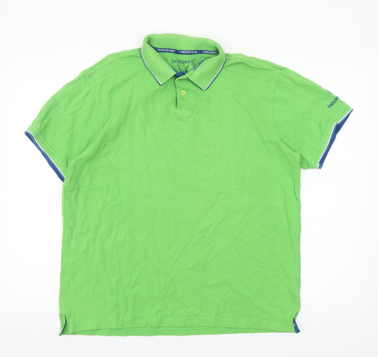 Backswing Men's Green Cotton Polo Shirt L Short Sleeve Golf Style