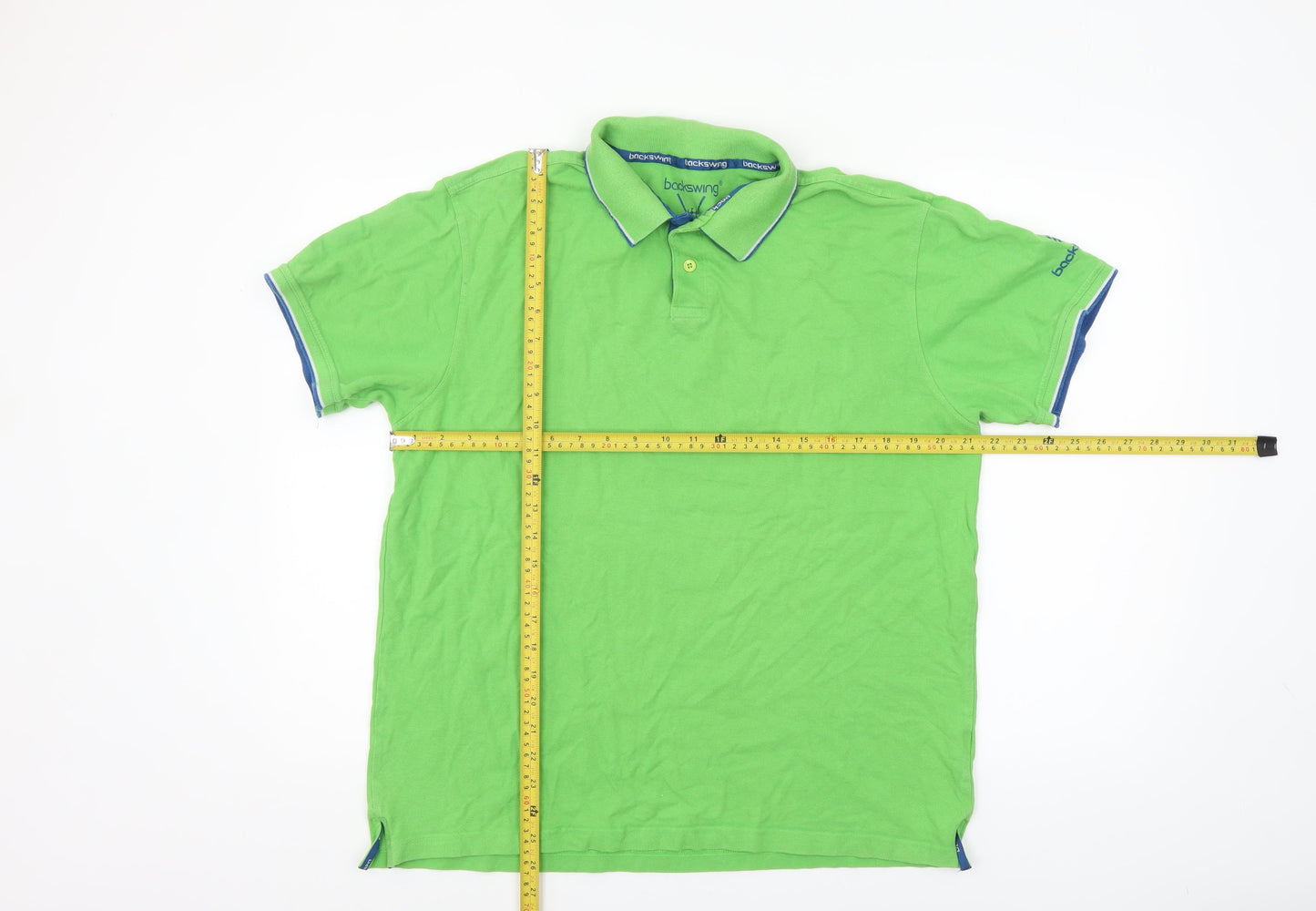 Backswing Men's Green Cotton Polo Shirt L Short Sleeve Golf Style