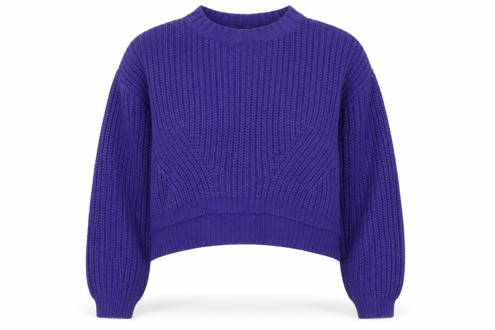 Urban Classics Women's Purple Chunky Knit Crew Neck Jumper Size M