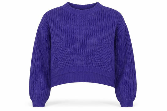 Urban Classics Women's Purple Chunky Knit Crew Neck Jumper Size M
