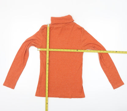 Back view of Atmosphere Women's Orange Roll Neck Jersey Top, size 14