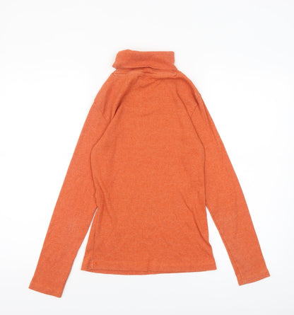 Close-up detail of Atmosphere Women's Orange Roll Neck Jersey Top, size 14