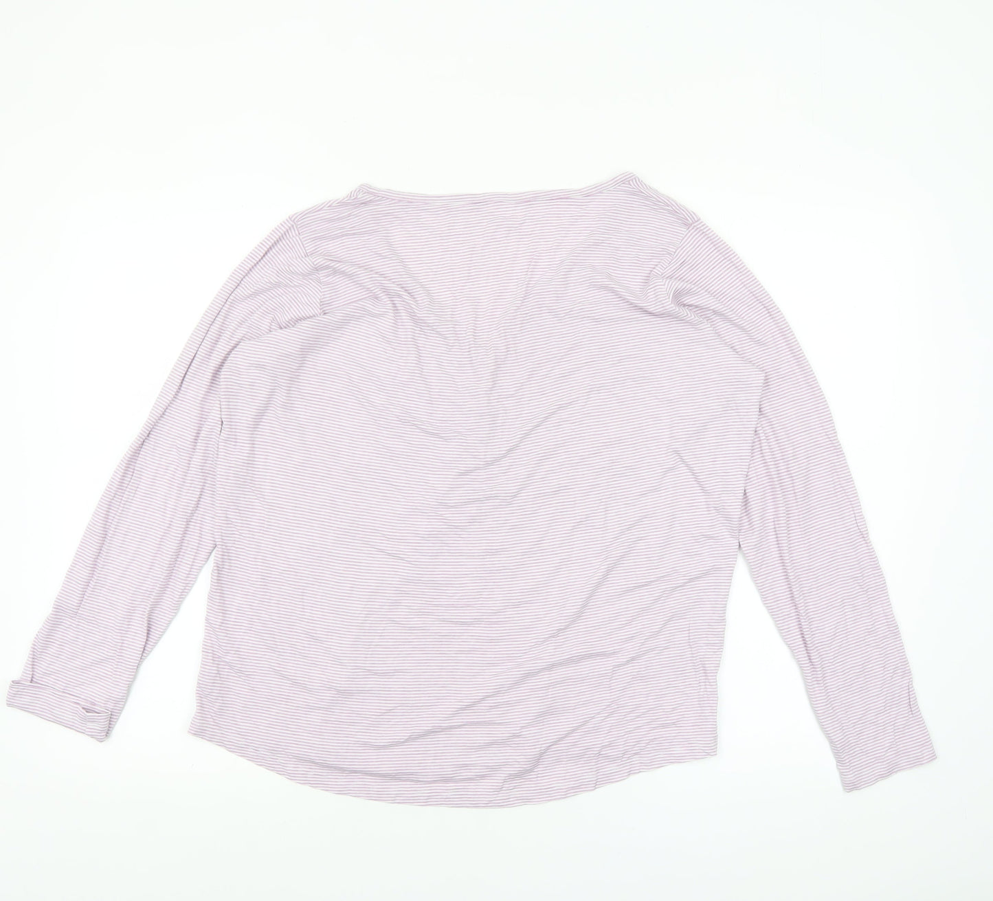 Dunnes Stores Women’s Pink Striped Long Sleeve V-Neck T-Shirt Size 14