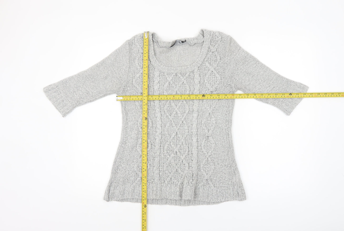 Dorothy Perkins Women’s Grey Cable-Knit Pullover Jumper Size 8