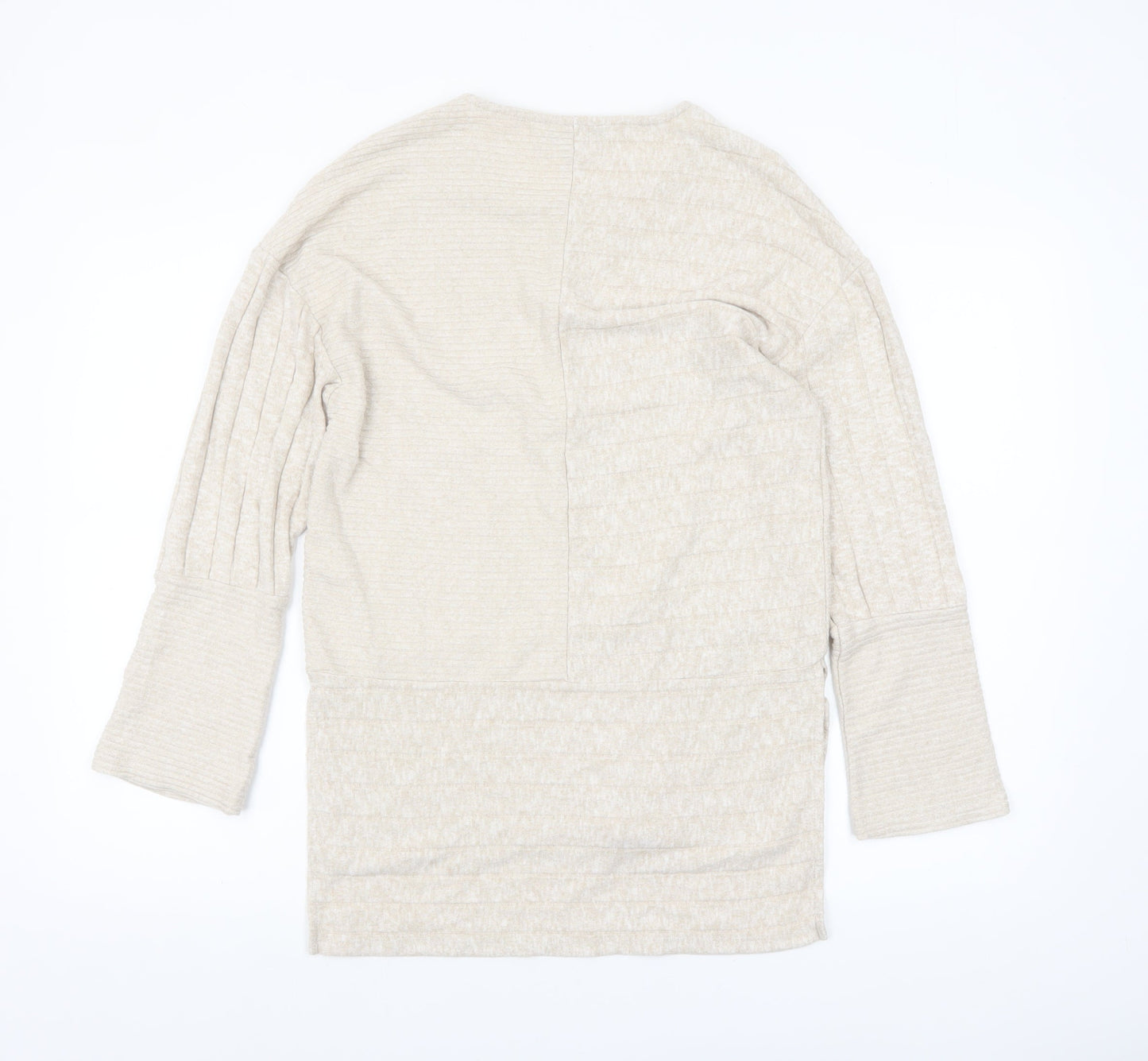 Lipsy Women Beige Knit Crew Neck Long Sleeve Pullover Jumper Size 10