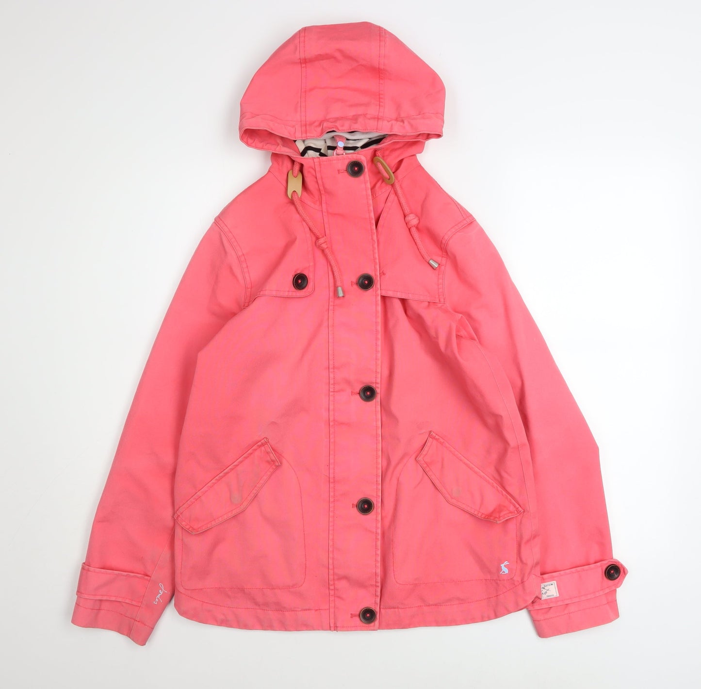 Joules Women’s Pink Waterproof Hooded Rain Coat UK 8