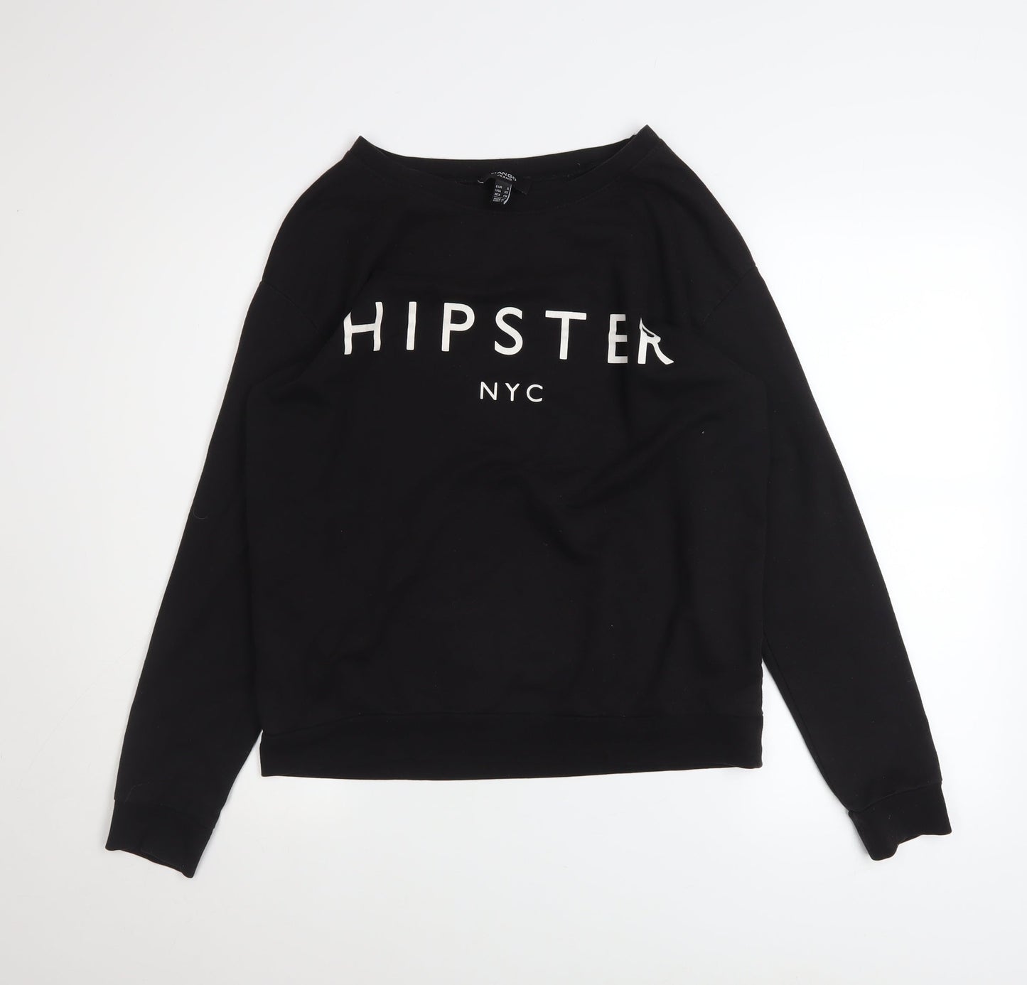 Mango Jeans Womens Black HIPSTER NYC Pullover Sweatshirt Size S