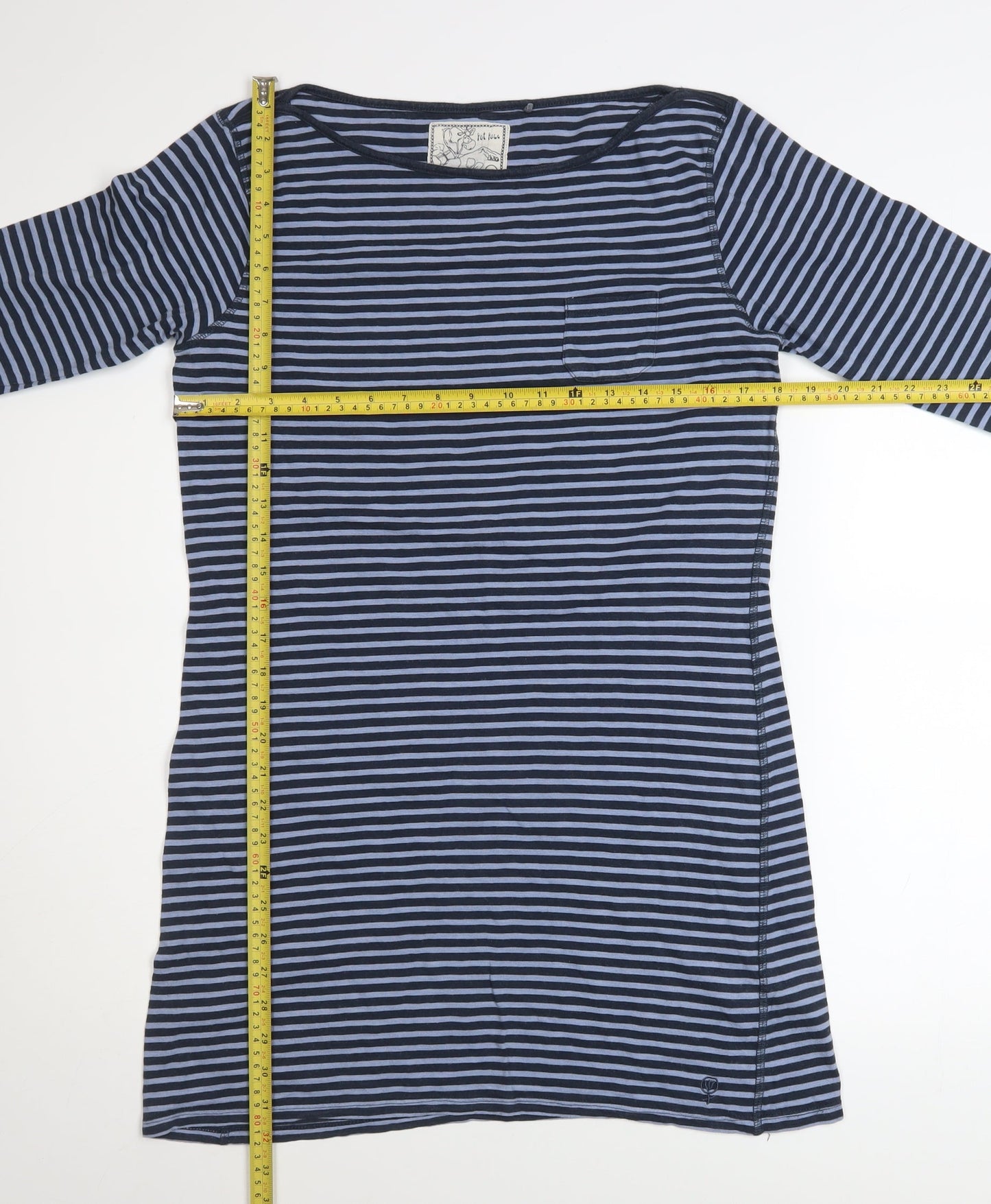 Fat Face Women Blue Stripe Cotton Shift Dress Size 14