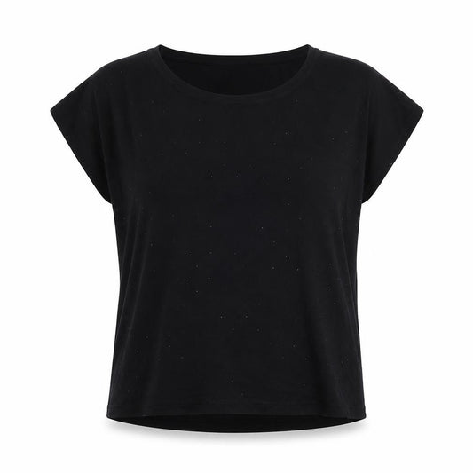 Next Womens Black Short Sleeve Embellished Viscose T-Shirt Size 16