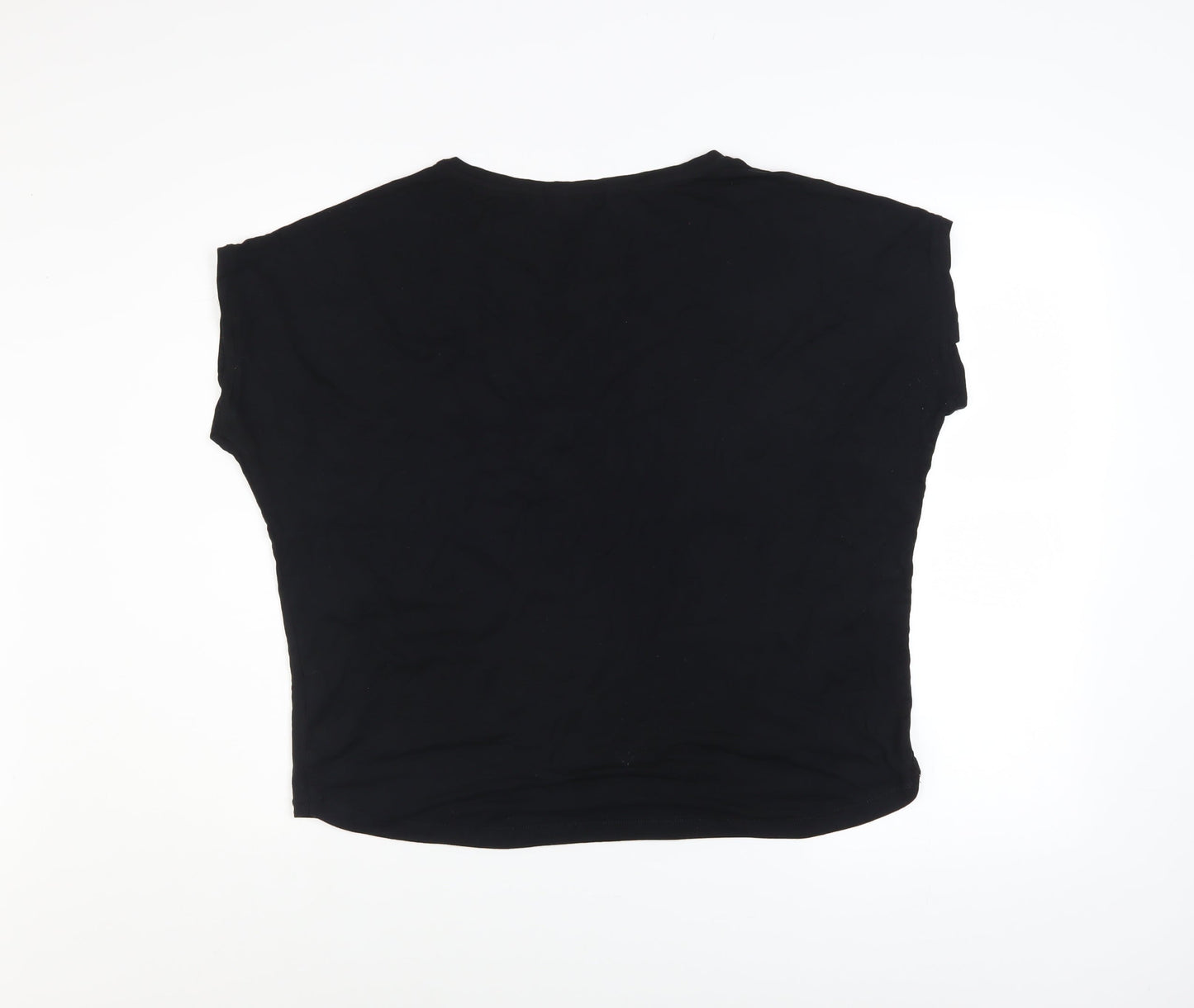 Next Womens Black Short Sleeve Embellished Viscose T-Shirt Size 16