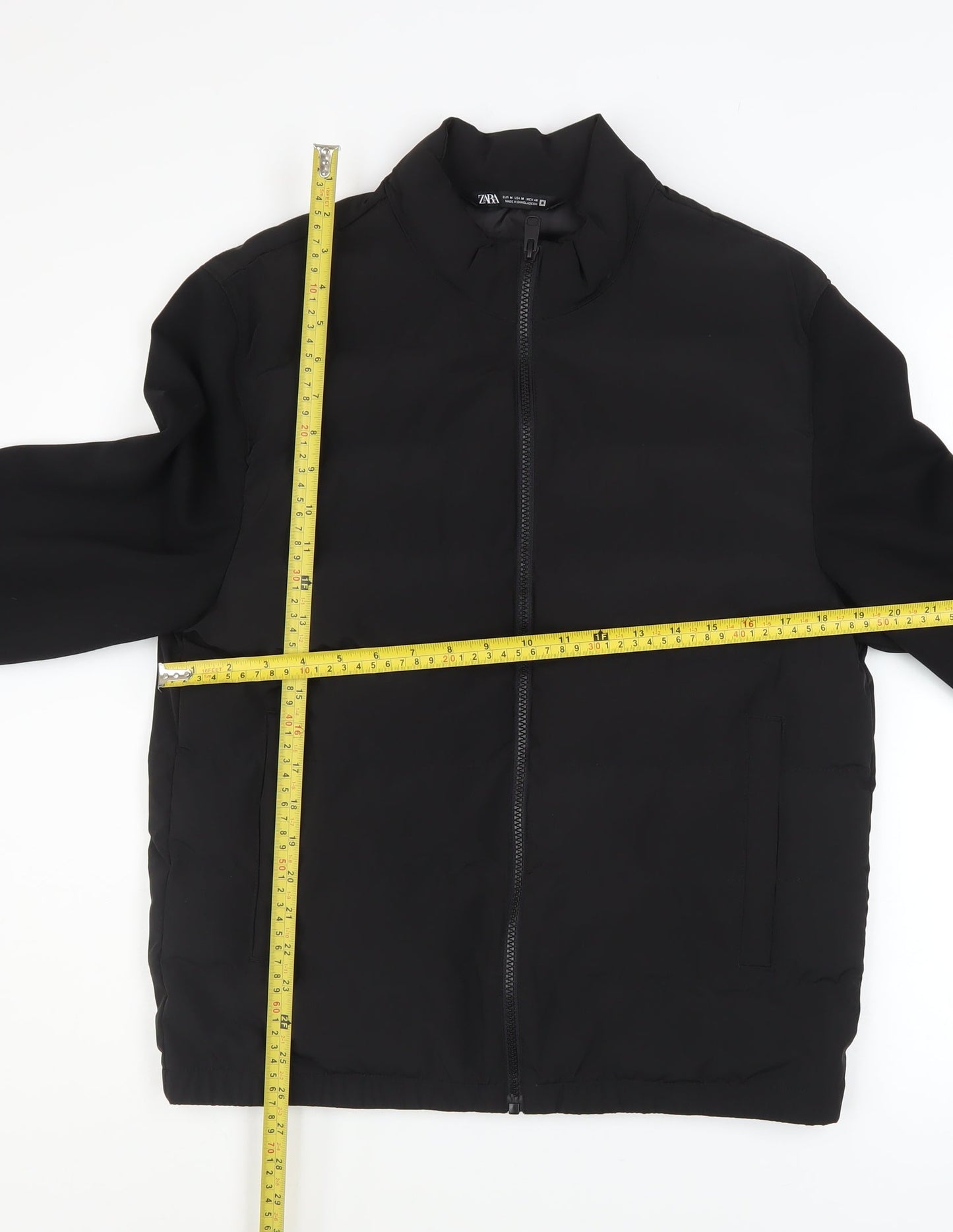 Zara Men Black M Basic Full Zip Padded Jacket