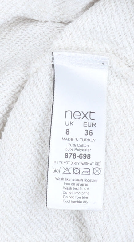 Next Women Beige Graphic Pullover Sweatshirt UK 8 Cotton Blend