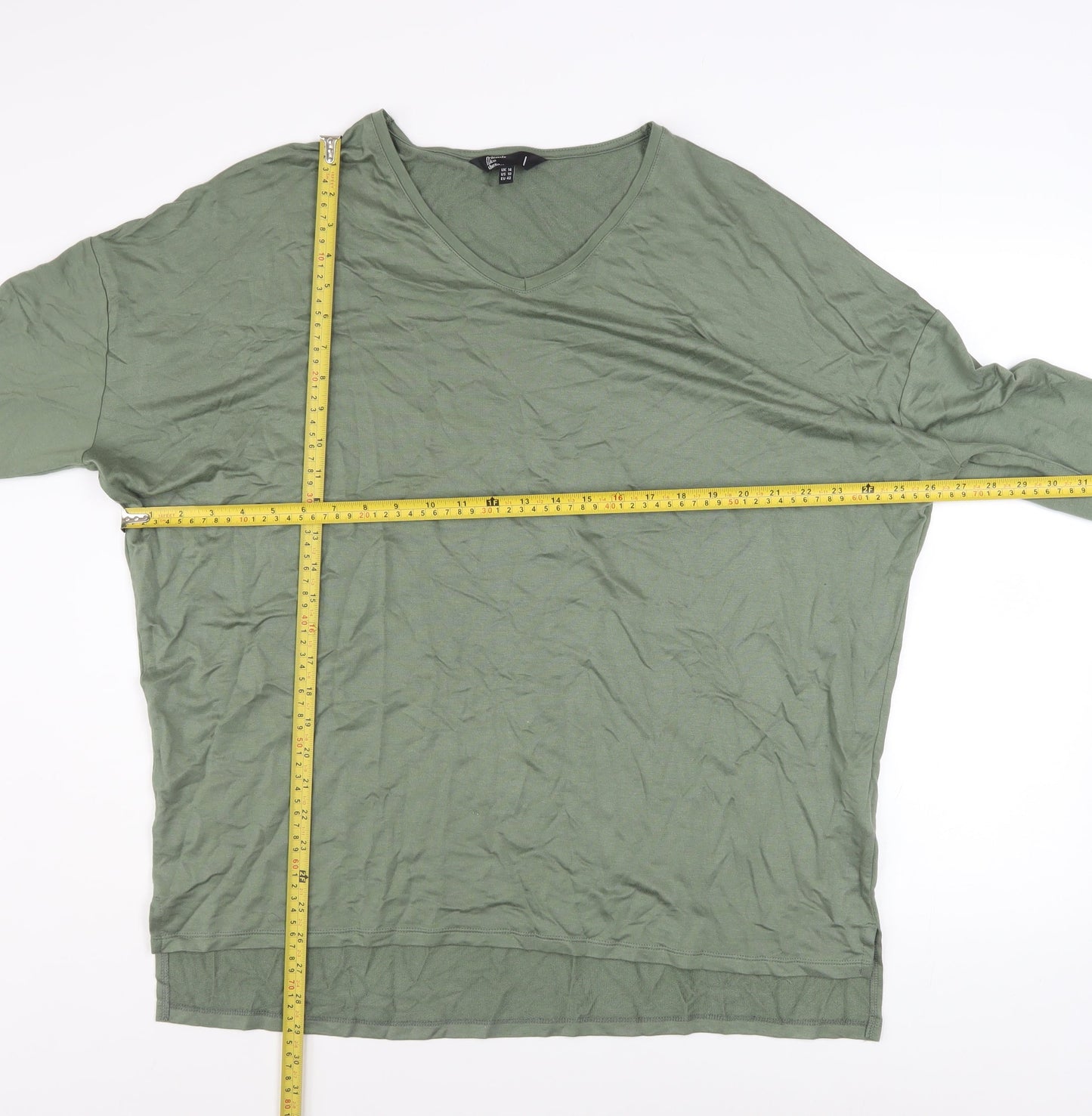 Friends Like These Women’s Green V-Neck Jersey Long Sleeve Top Size 14