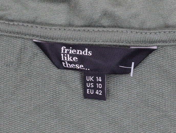 Friends Like These Women’s Green V-Neck Jersey Long Sleeve Top Size 14