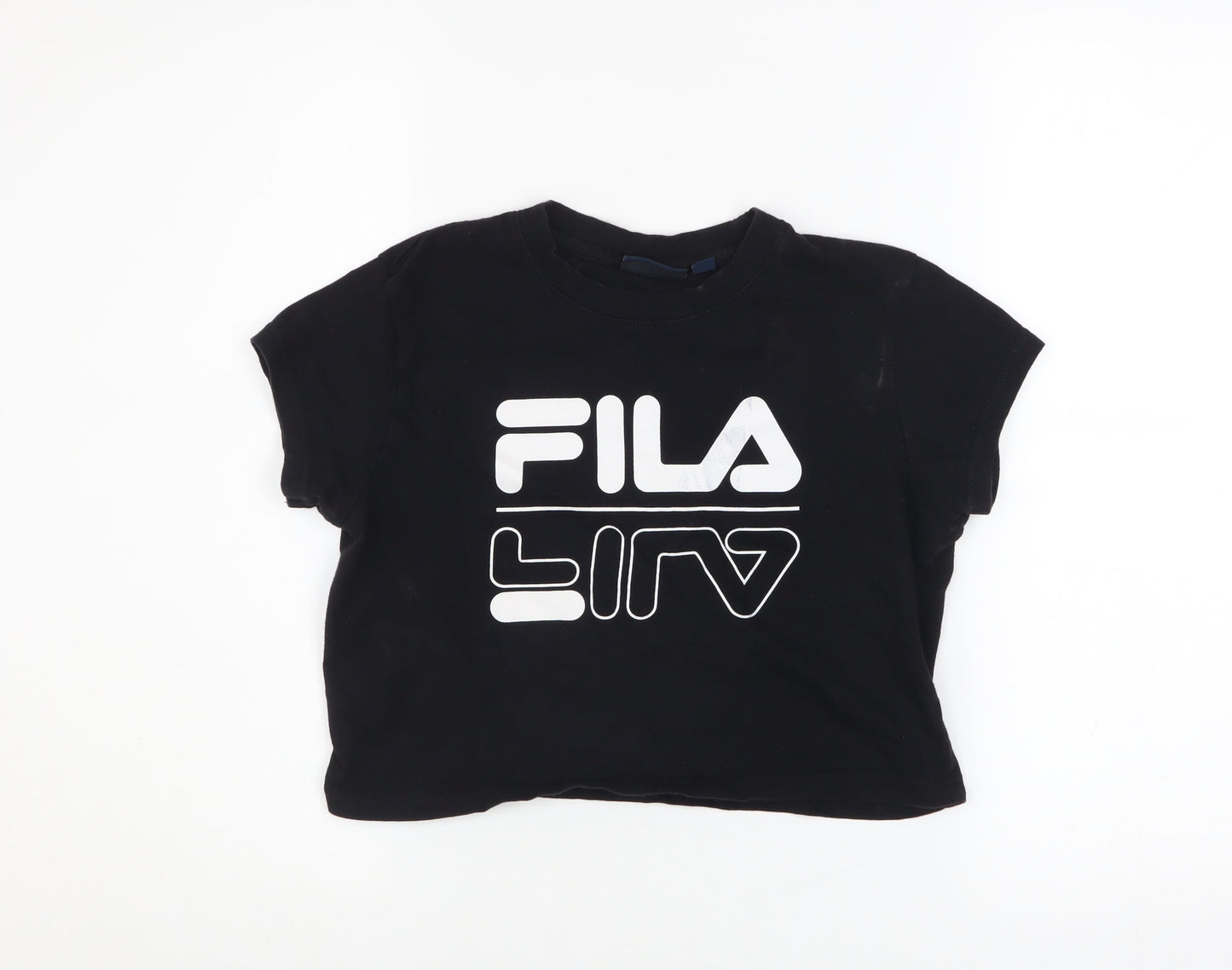 FILA Women’s Black Cropped T-Shirt XS Cotton Short Sleeve Casual
