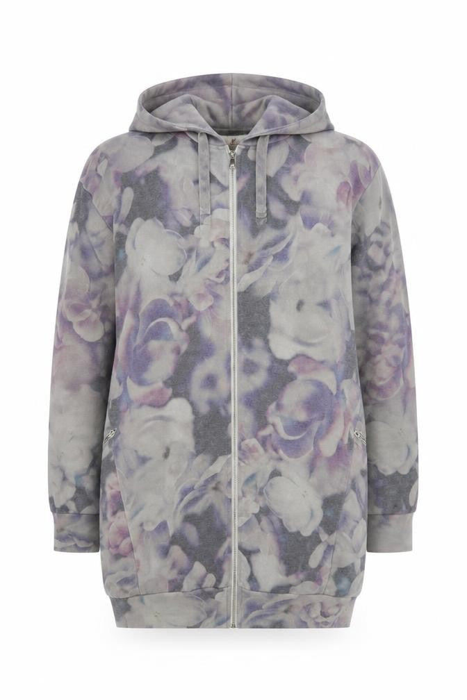 A Postcard from Brighton Womens Grey Floral Hooded Basic Jacket Size S