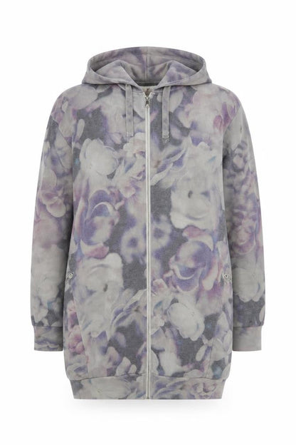 A Postcard from Brighton Womens Grey Floral Hooded Basic Jacket Size S