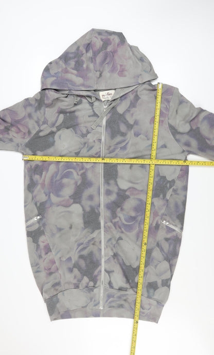 A Postcard from Brighton Womens Grey Floral Hooded Basic Jacket Size S