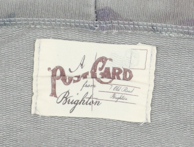 A Postcard from Brighton Womens Grey Floral Hooded Basic Jacket Size S
