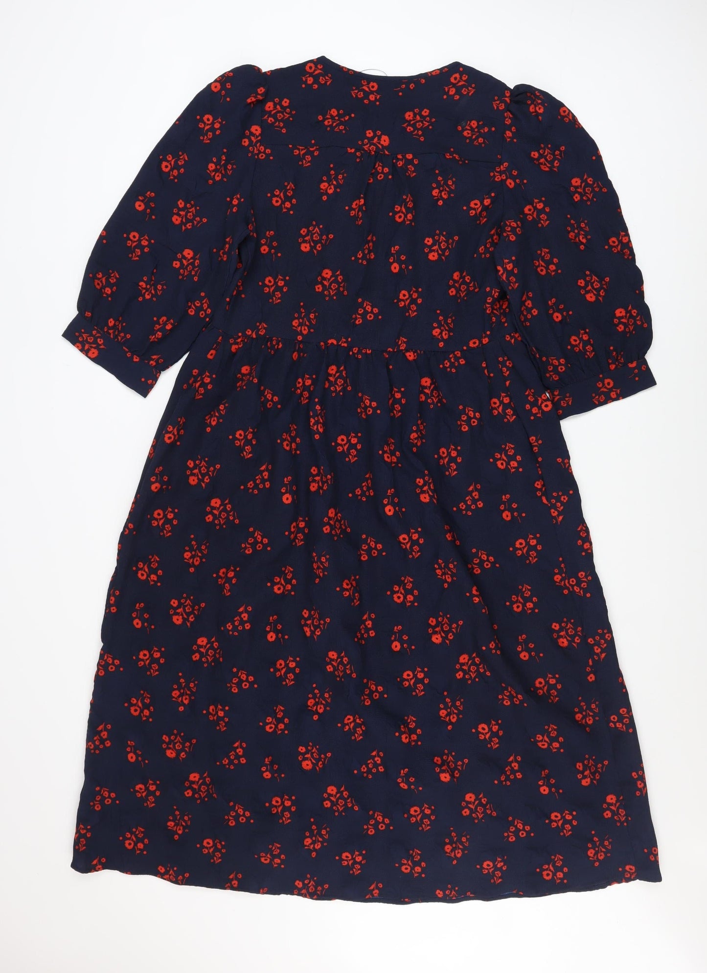 Marks and Spencer Women Blue Floral A-Line Midi Dress Size 8
