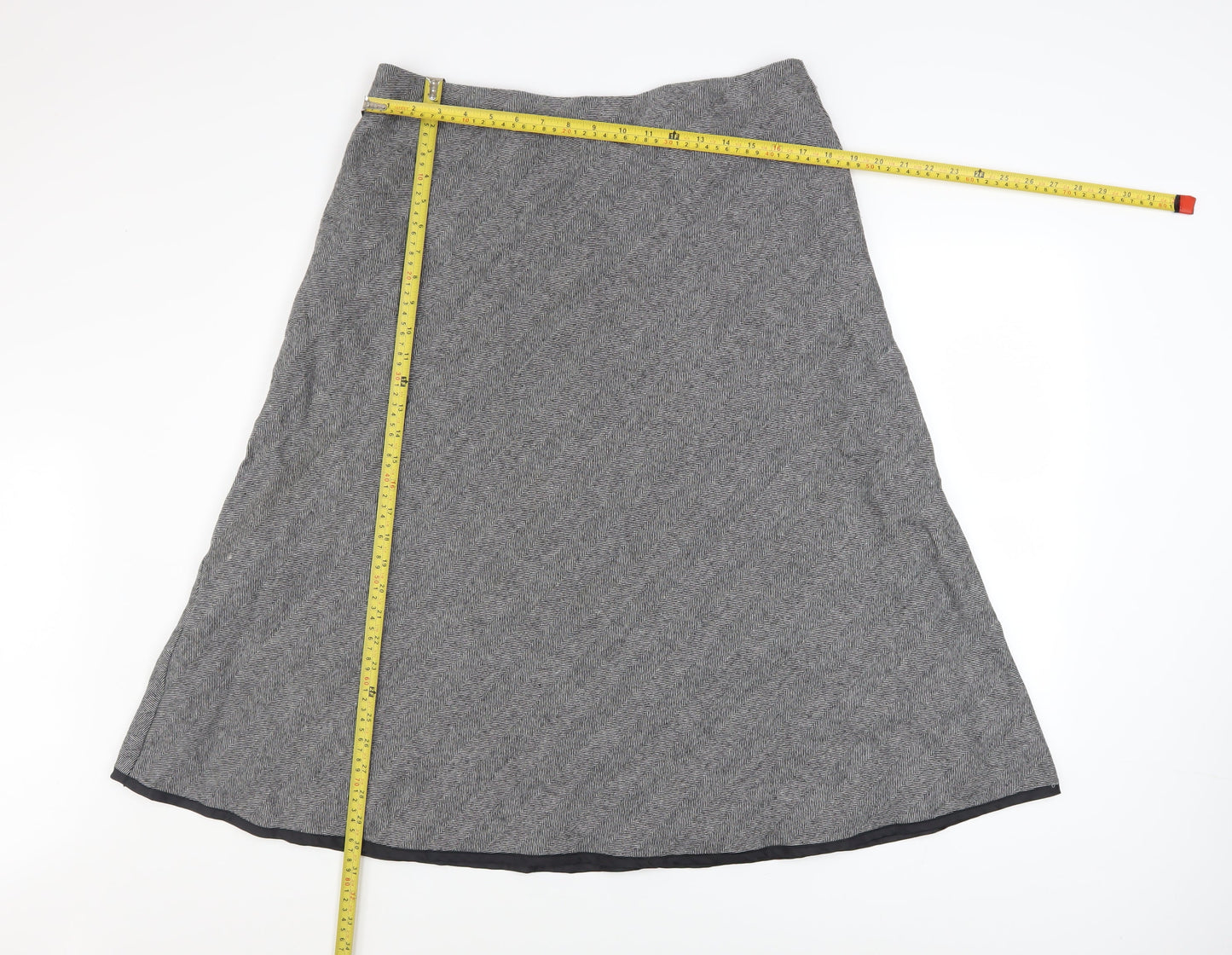 Marks and Spencer Women Grey Wool Blend A-Line Tweed Skirt UK 16