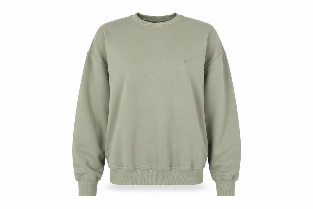 Kleinigkeit Womens Olive Green Crew Neck Pullover Sweatshirt XS