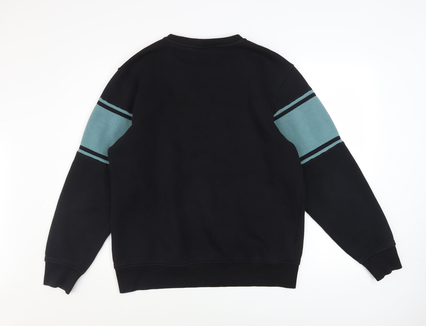 Nicce Men's Black & Teal Crew Neck Sweatshirt Size L Cotton Blend