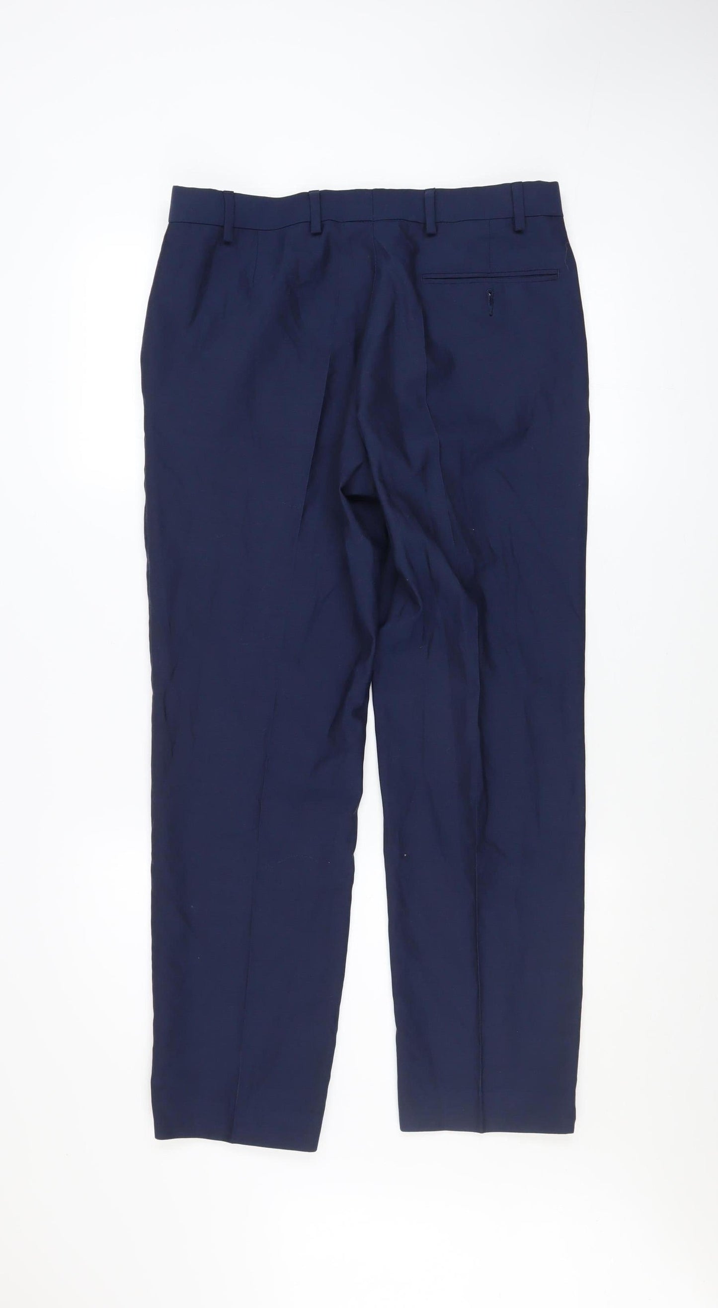 Marks and Spencer Men's Blue Wool Blend Dress Trousers 32W 29L