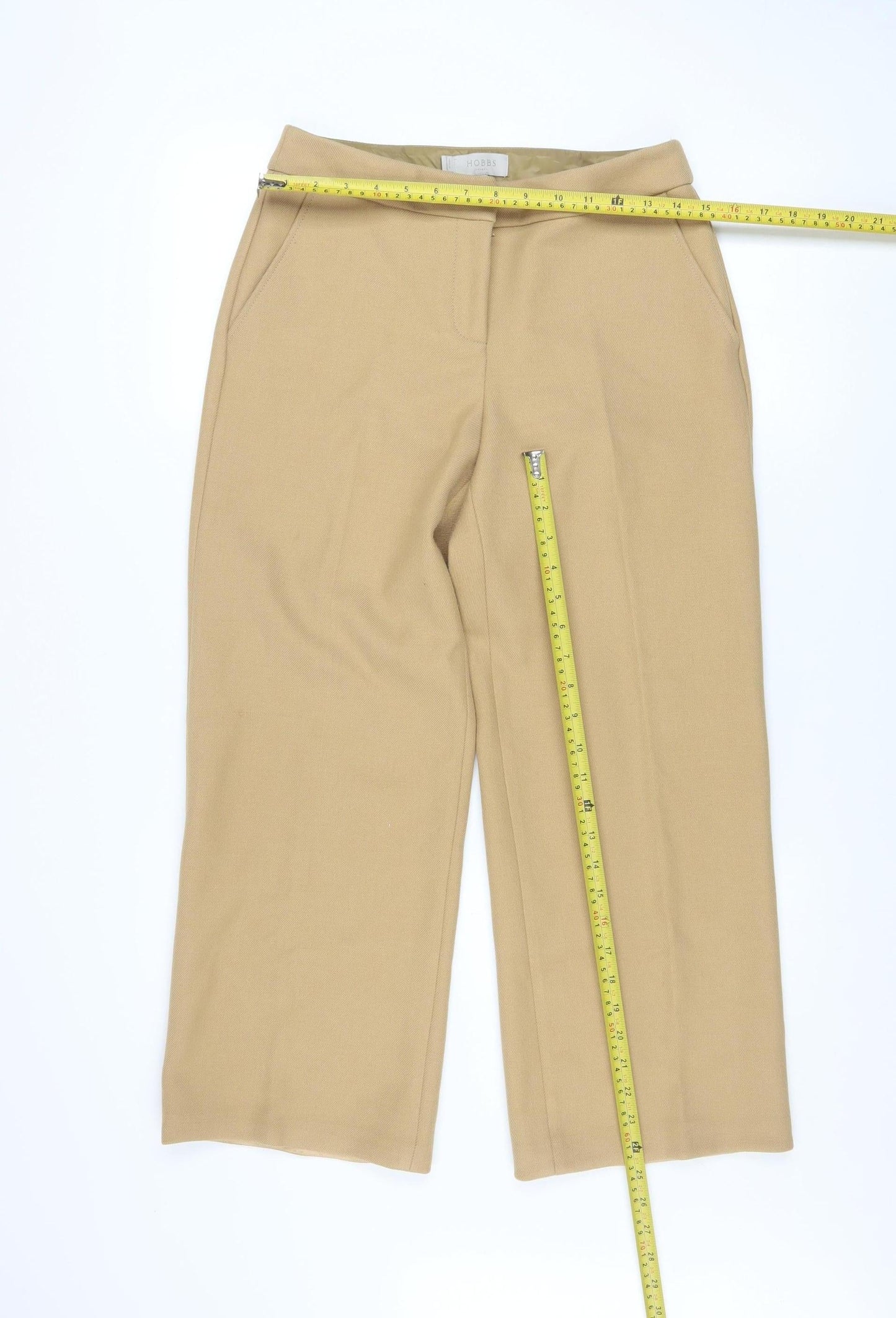 Hobbs Women’s Beige Wide-Leg Tailored Trousers Size 8
