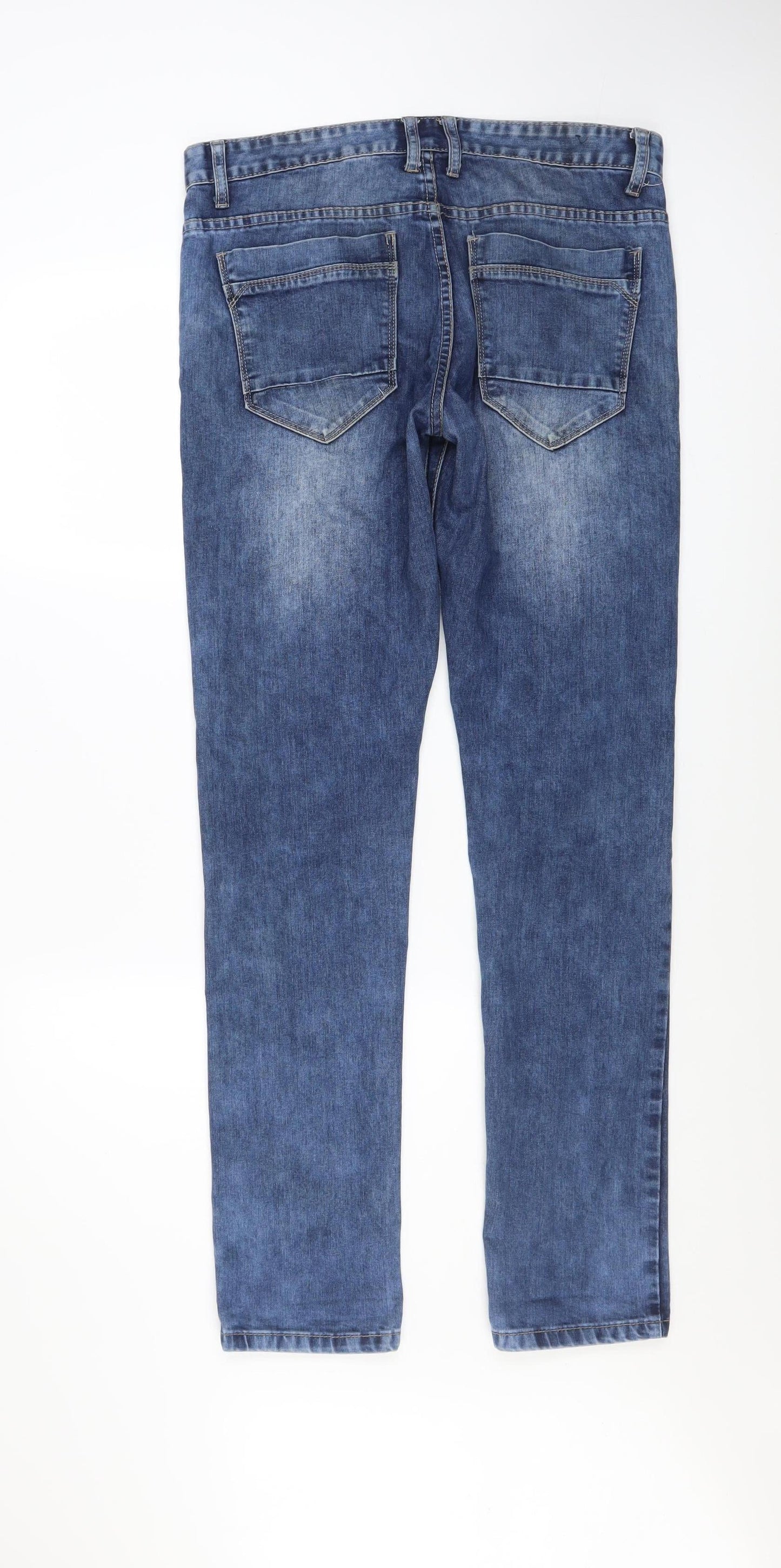 Virtu Jeans Men's Blue Regular Fit Straight Denim 34W 32L