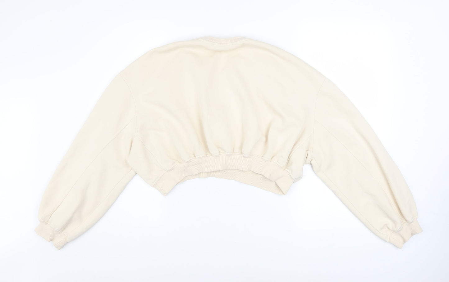 ZARA Women Beige Cropped Pullover Sweatshirt Size S