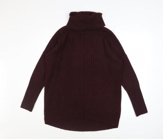 Miss Selfridge Women Brown Roll Neck Long Sleeve Knit Jumper Size 6